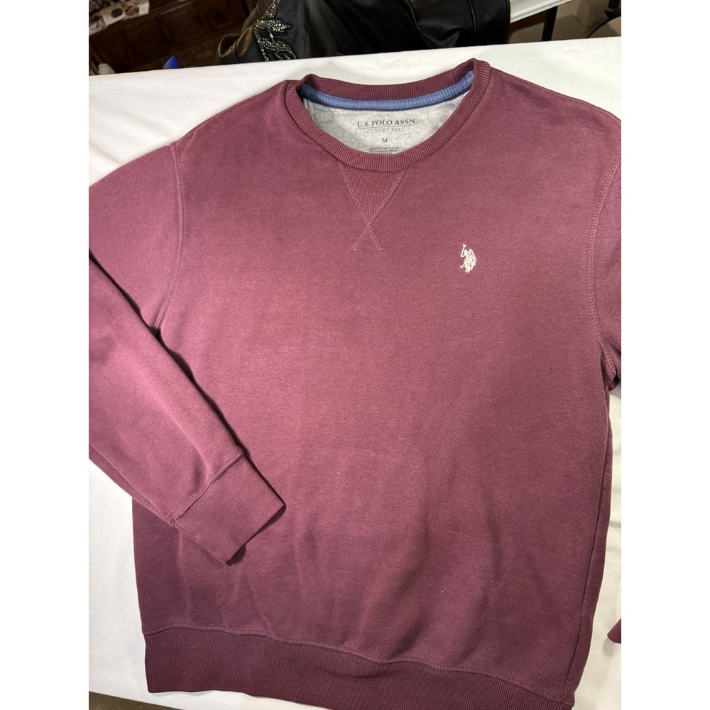 Men's U.S. Polo Assn Luxury Feel Long Sleeve Sweatshirt Maroon Men's Medium